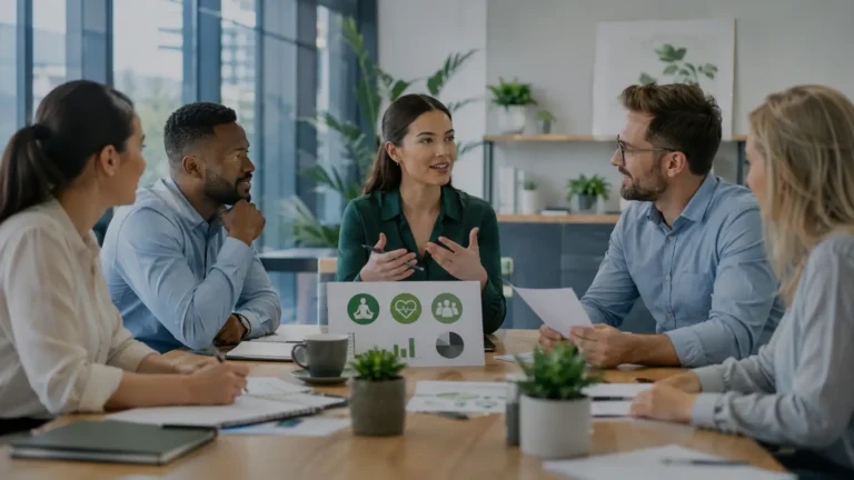 HR manager discussing cannabis wellness benefits with employees